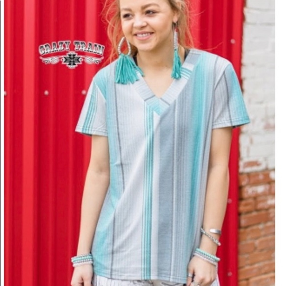 Pin stripe Sarape print tshirt